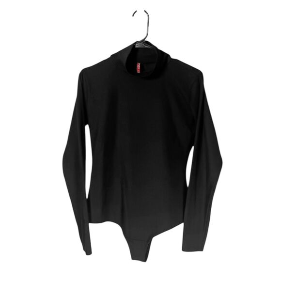 Spanx Bodysuit Black Turtleneck Long Sleeve Stretch Slimming Shapewear Size XL - Picture 1 of 7